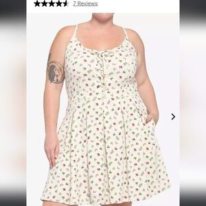 Hot Topic Ivory Frog & Mushroom Lace-Up Dress